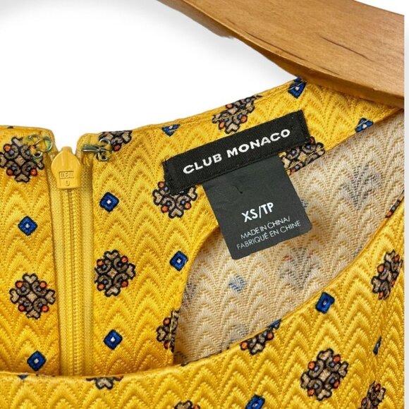 ** Club Monaco Yellow Silk and Wool Blend Textured Jacquard Blouse Size XS - Picture 6 of 7